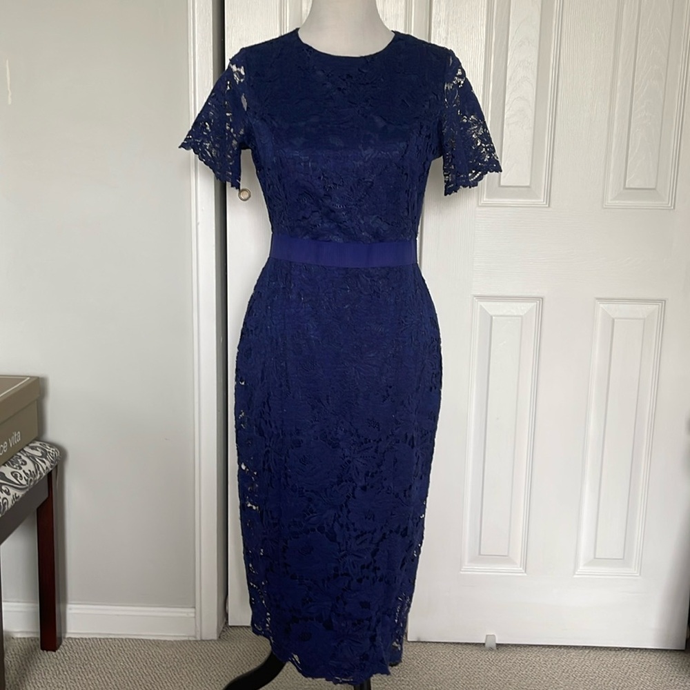 Alexa Admore navy lace midi dress size 10